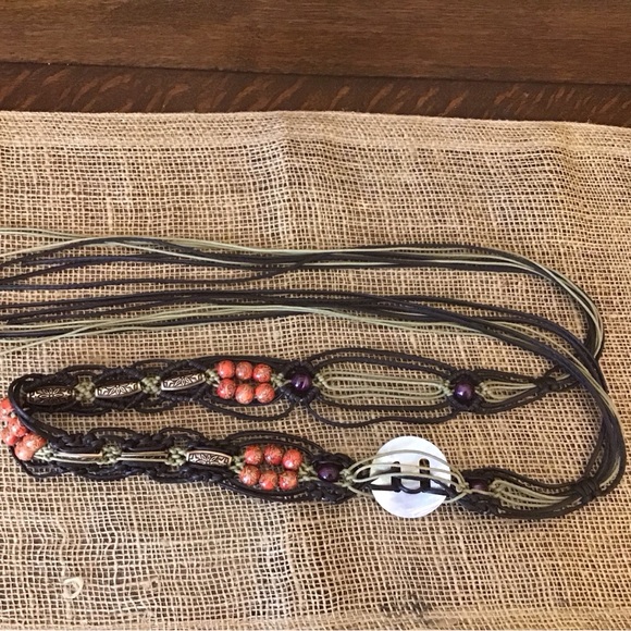 Vintage beaded fringe tie belt. SZ M-L - Picture 7 of 7